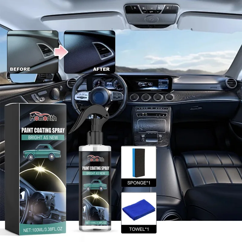 

Car Interior Restorer Kit - Plastic & Leather Cleaner for Dashboard & Seats, Restores Shine & UV Protection (1 Set)