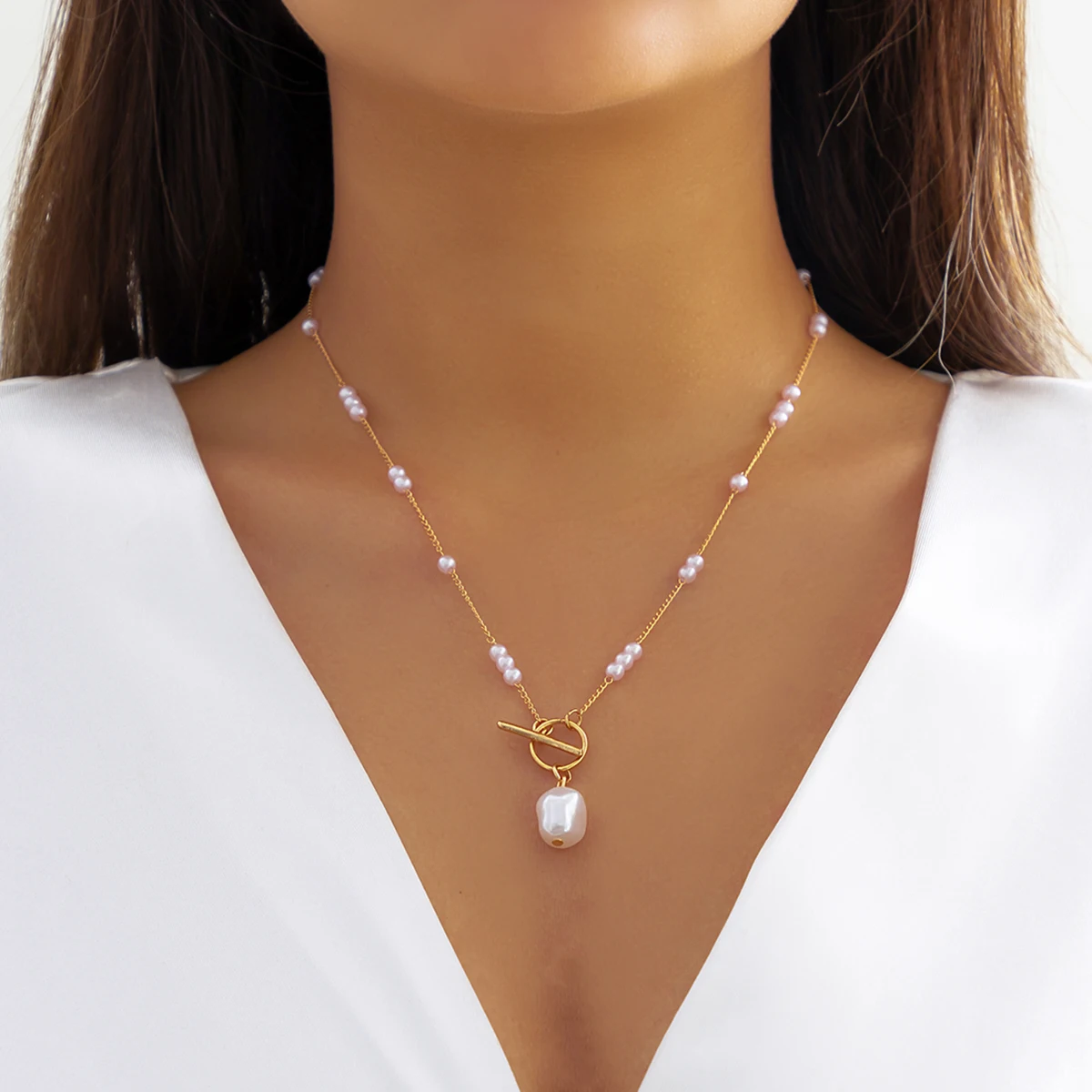 Imitation Pearl Beads Chains Pendants Necklace for Women Trendy Elegant Female Necklace 2023 Fashion Jewelry Accessories on Neck