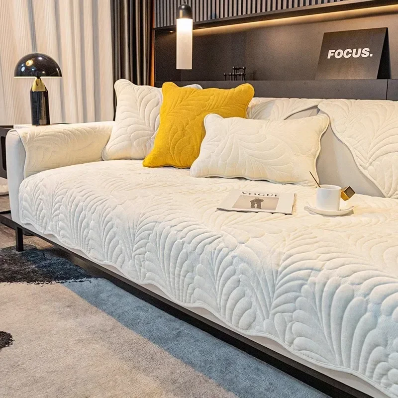 Soft Thick Sofa Mat Cover Nordic Lounge Corner L Shape Sofa Towel Cover Non-Slip Home Couch Protector Living Room