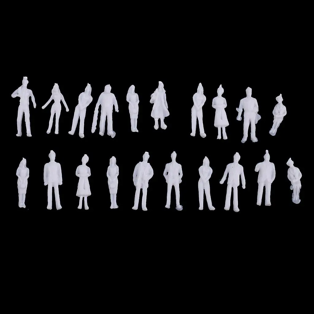 20 Pack 1:100 Unpainted Model People Miniature Architecture Figure Figurine