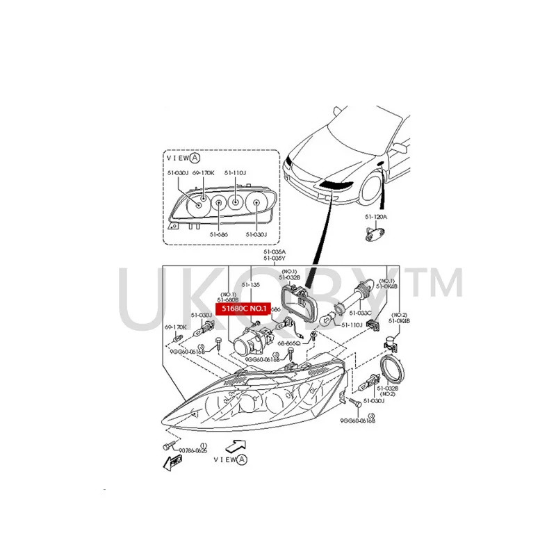 GJ6A516A1 GJ6A5169X Suitable for Ma zd a 6 Front fog lamp headlight socket transmission mirror device