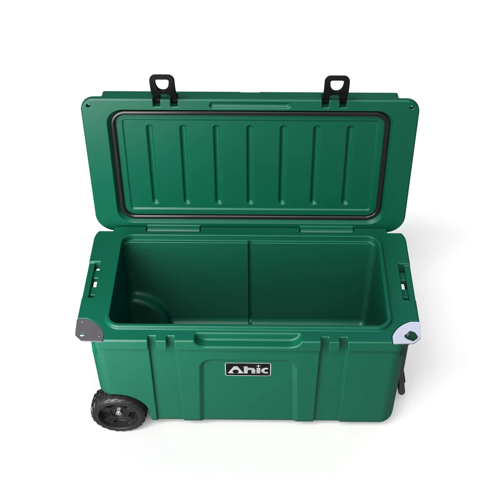 70QT Custom Logo Lunch Insulated Roto Molded Plastic Ice Chest Trolley Cooler Box Outdoor with Wheels for Car Camping view 5