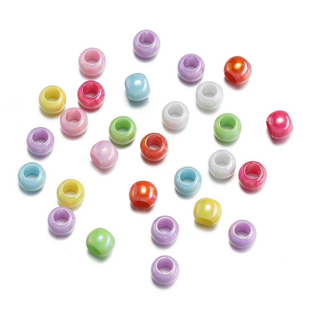 100/200Pcs 6mm Acrylic Plated Color Spacer Loose Beads for DIY Bracelet Necklace Jewelry Making Supplies Accessories