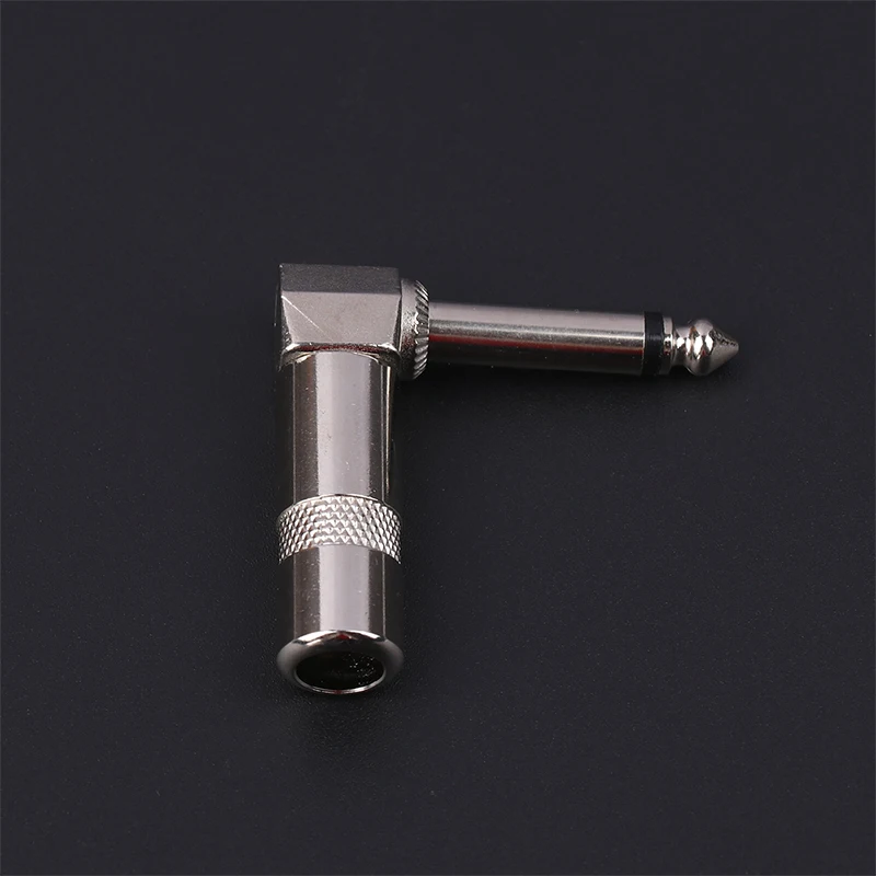 Metal 6.35mm Plug Right Angle Male Mono Plug L-Shape Audio Connector For Guitar Audio 1/4" 6.35 90 Degree Jack Solder Connector