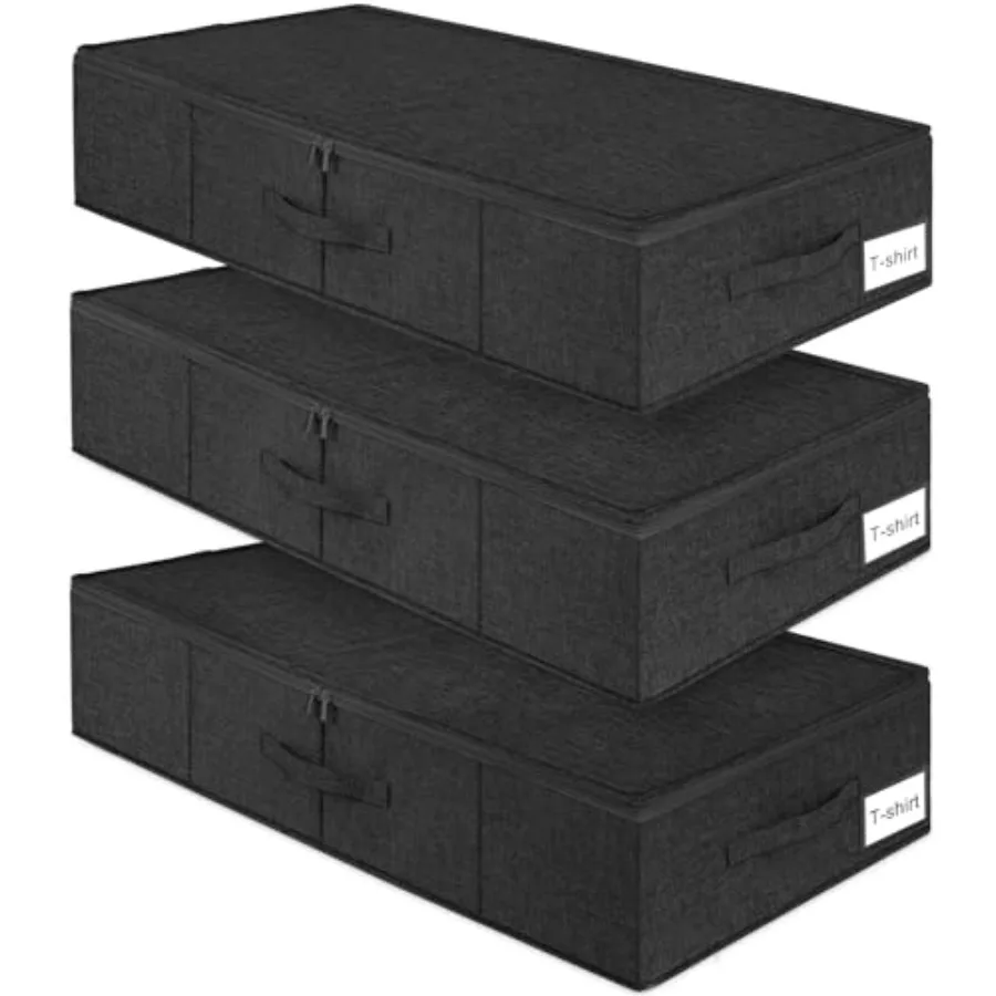 

Контейнеры для хранения под кроватью, 3 шт., складные, прочные, с крышкой и 3 ручками, для одежды