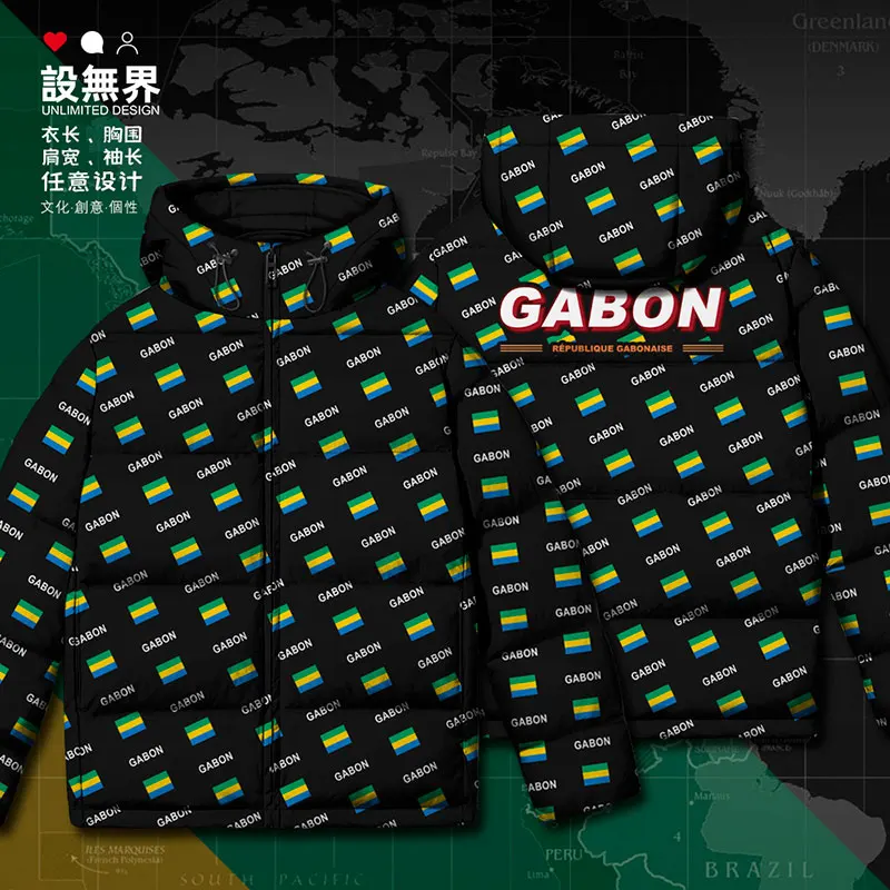 

Gabonese Republic Gabon Gabonaise GAB GA country flag White duck down Jackets men's clothing new mens jacket Winter down coat