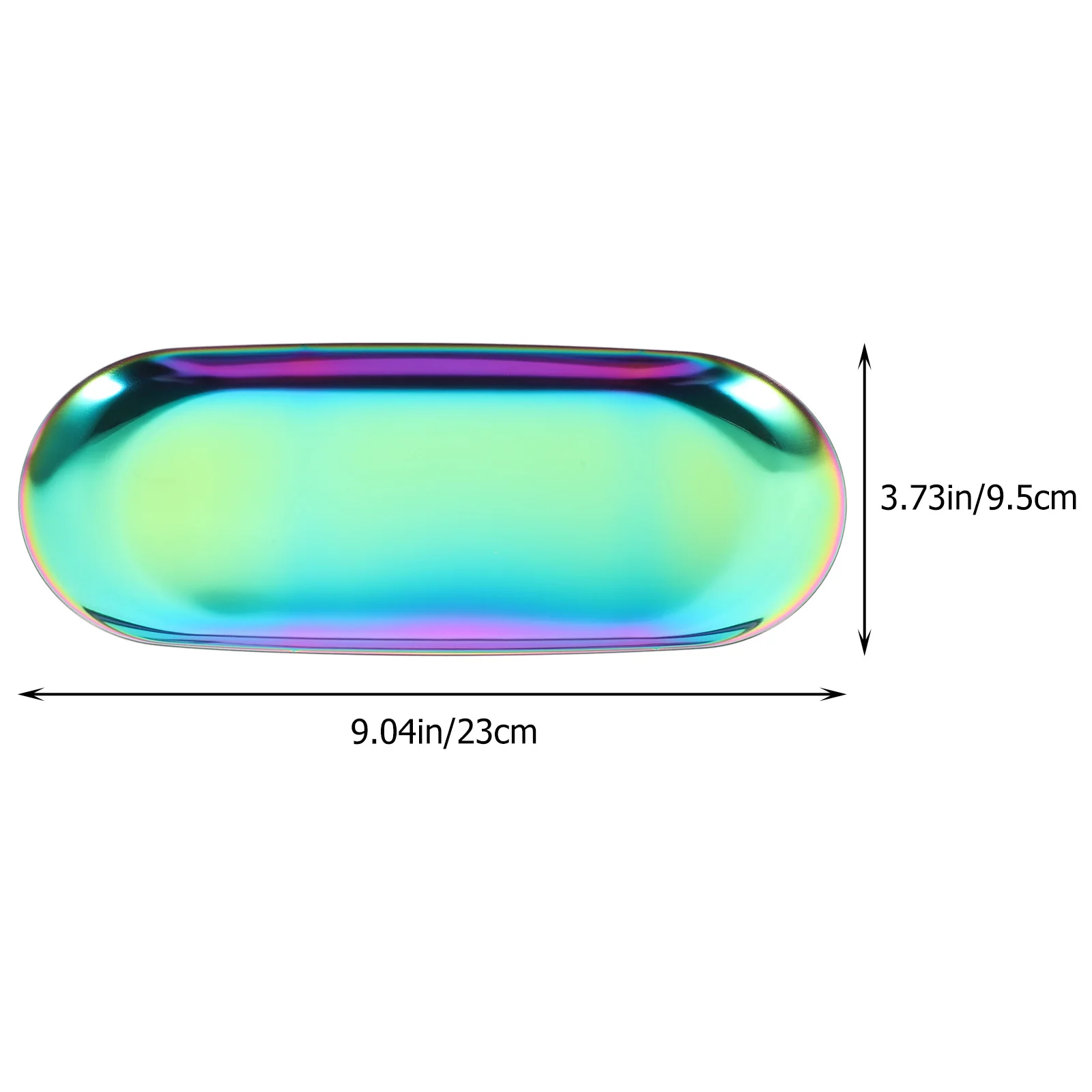 2Pcs Oval Stainless Steel Jewelry Tray Metal Jewelry Holder Desktop Organizer Storage Display Dish Dresser Adornment