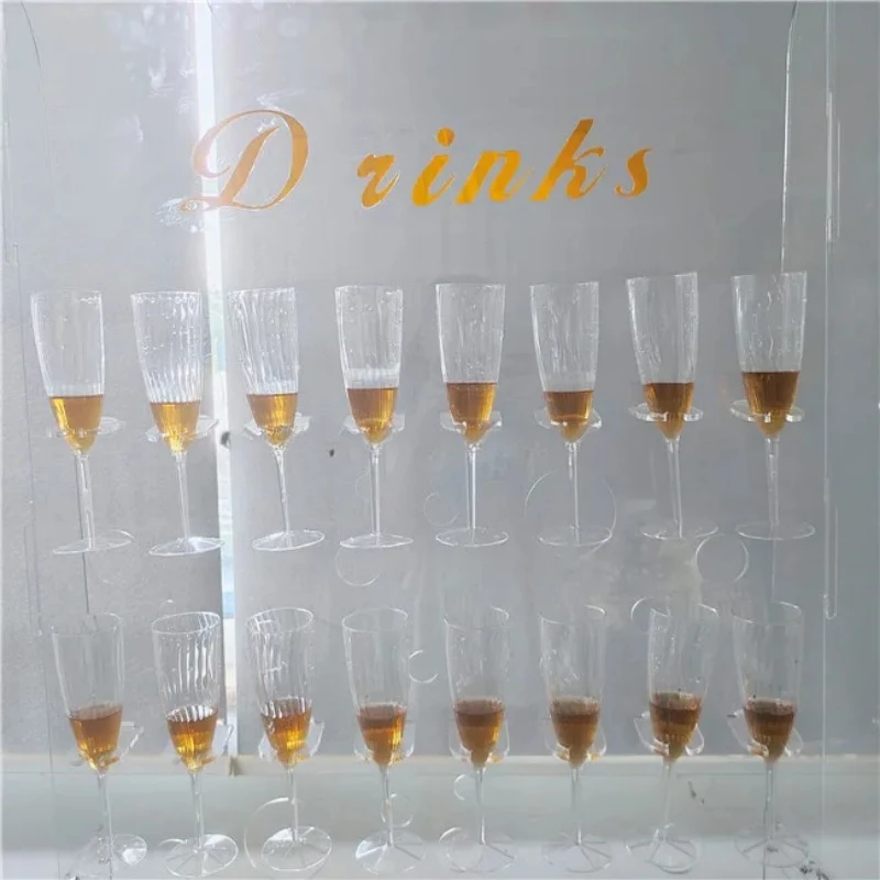 Display Rack Clear Acrylic Water Bubbly Wine Cup Holder Stand Champagne Wall Holder for Wedding Decoration