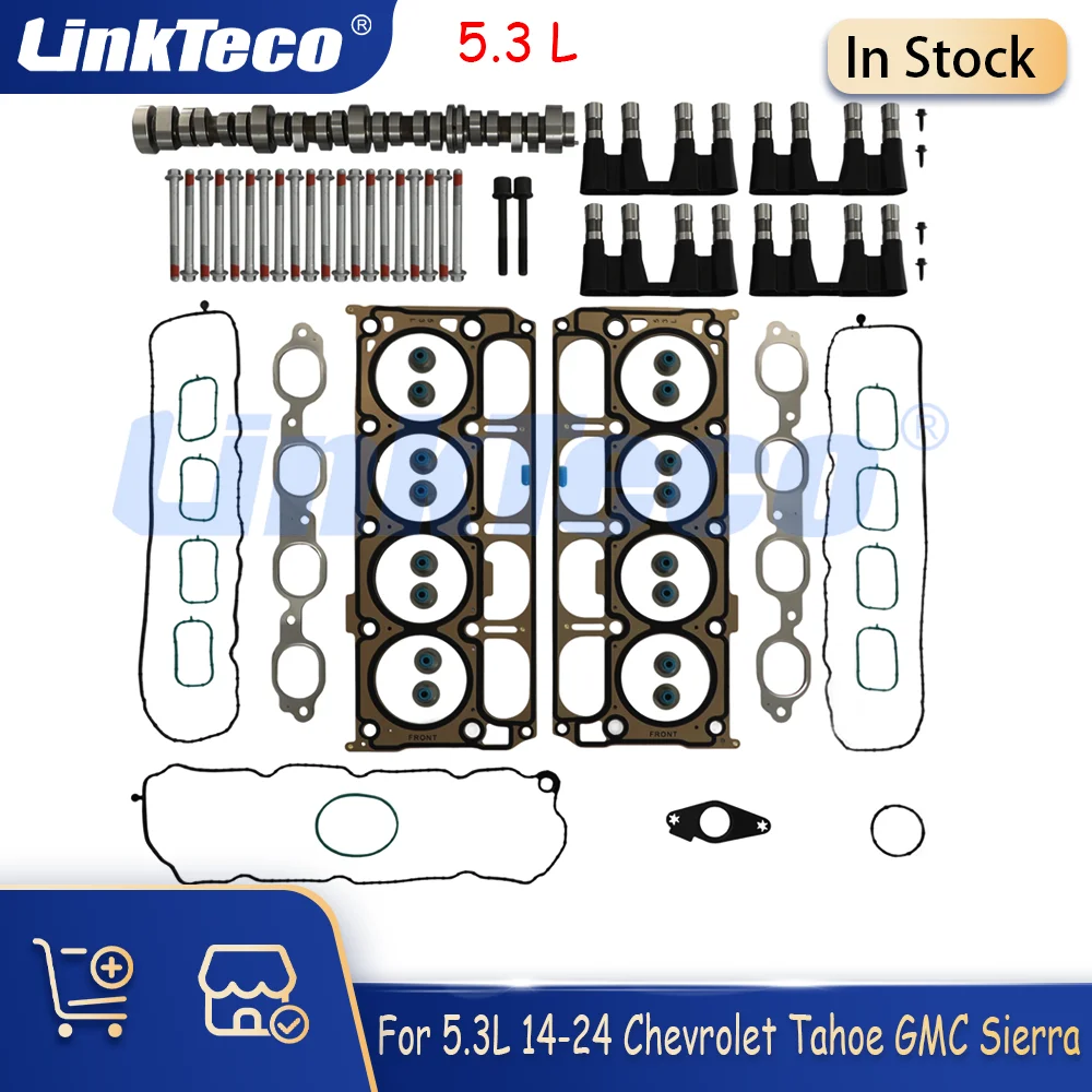 Engine Overhaul Kit Head Gasket Set Camshaft Lifter Bolts Non-AFM Fit 5.3 L L83 For 13-24 5.3L CHEVROLET GMC Cadillac HS26744PT