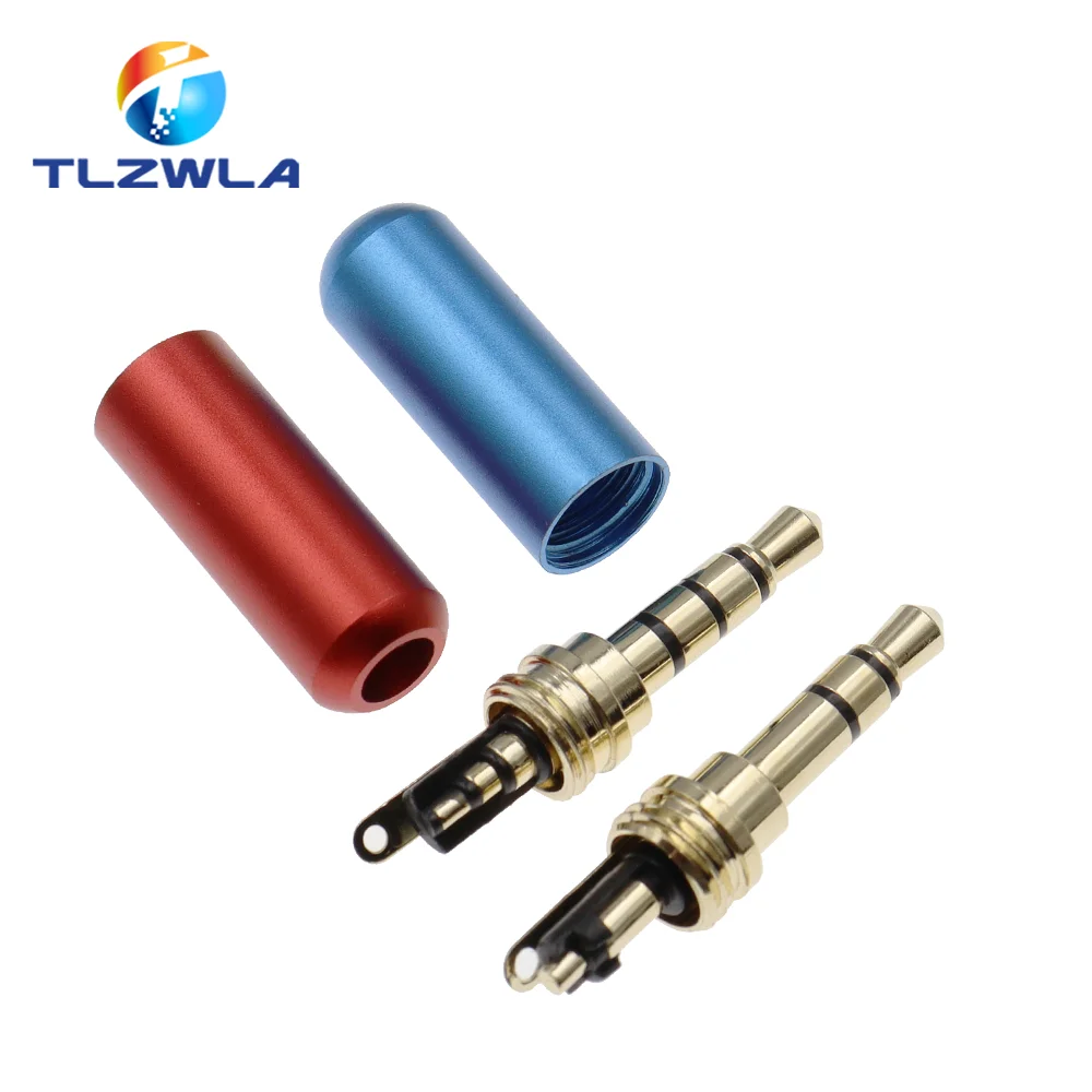 Copper 3/4 Pole 3.5MM Plug Male Headphone Jack with Clip 3.5MM Stereo Audio Connector for 4mm Cable Adapter