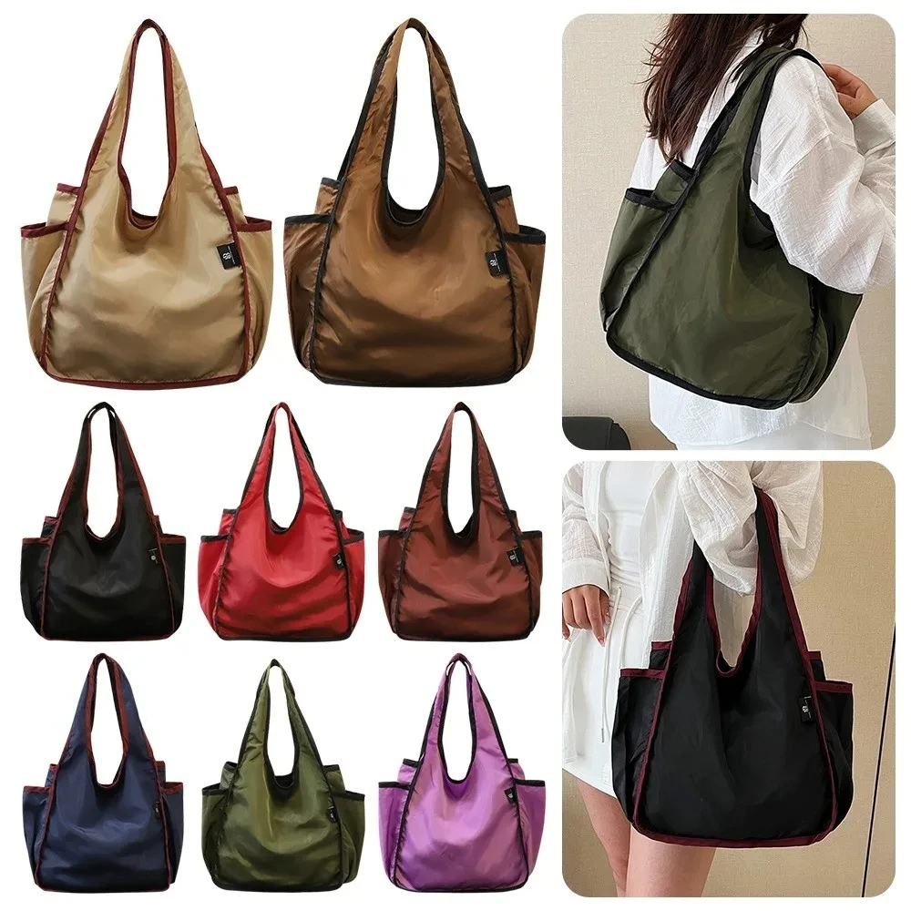 Large Capacity Ladies Tote Bag Foldable Thickening Shopping Bag Lightweight Handbag Double-layer Shoulder Bag for Women Men