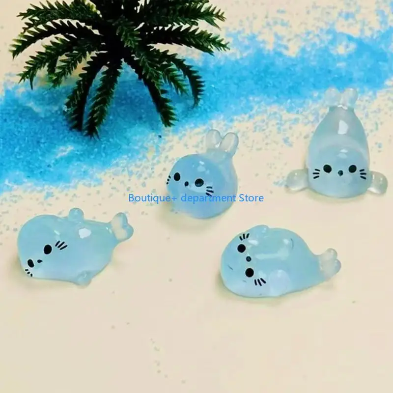 E1PD Night Glowing Seal Miniature Figurines 100 Piece Set Resins Art Crafts Marine Animal Ornaments For Desktop Garden Decors