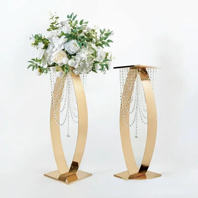 

Metal Ornaments Flower Stand With Crystals For wedding Birthday Table Centerpieces Decoration Floral Decoration Display Racks