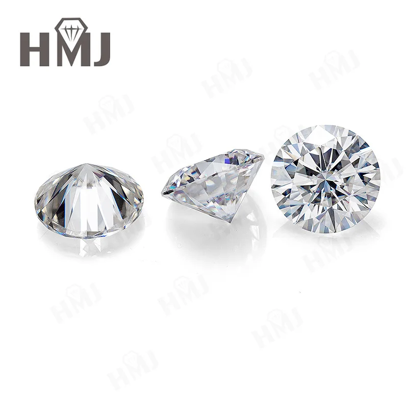 HMJ 0,1-13 Karat Moissanit-Stein, runde Form, Farbe D, Reinheit VVS1, Brillantschliff, Diamanttester-geprüft, mit GRA-Zertifikat, Perlen – Detail 15