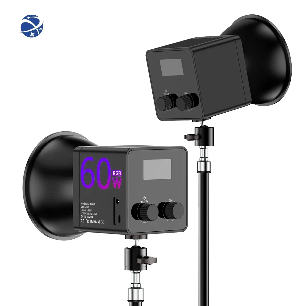 60W Portable LED Video Light COB RGB with DC Power Adapter 13400mAh Rechargeable Mini RGB Color COB Continuous Spotlight Light