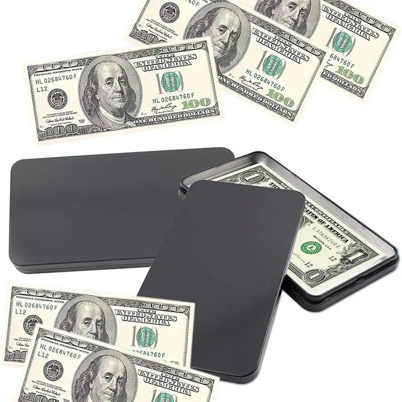 Paper Money Holder Tinplate Currency Tray Small Metal Cash Storage Box Convenient Cash Protector Case