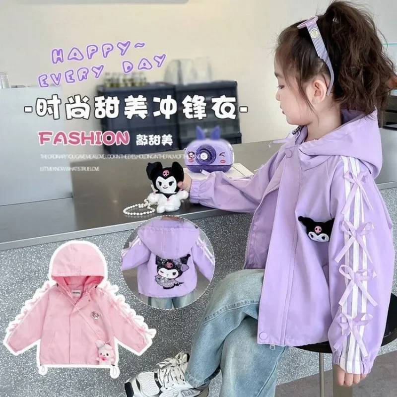 

Kuromi Anime Children Sanrio Long Sleeve Jacket Spring Autumn Cute Cartoon Kawaii My Melody Coat Clothing Gifts for Kids