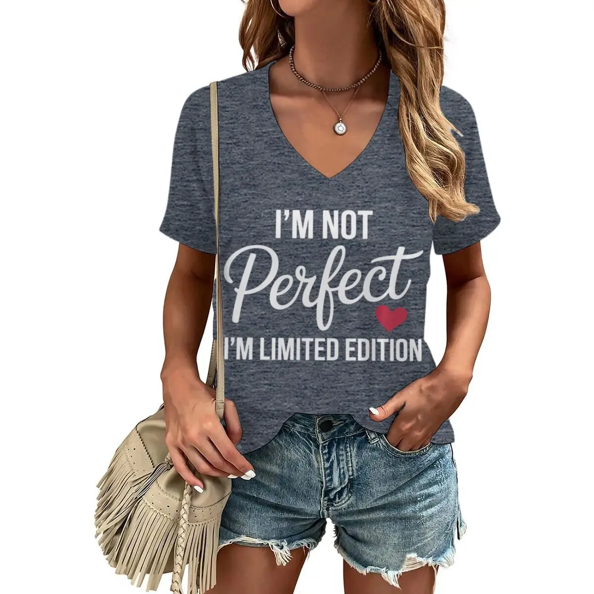 V-neck Fun Confidence Quote T-shirts Women 