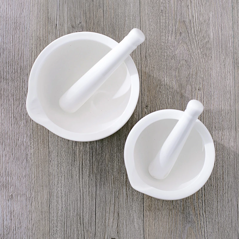 1PCS DIA 60mm 80mm 100mm 130mm 160mm Lab Porcelain Mortar and Pestle White Mixing Grinding Bowl Set