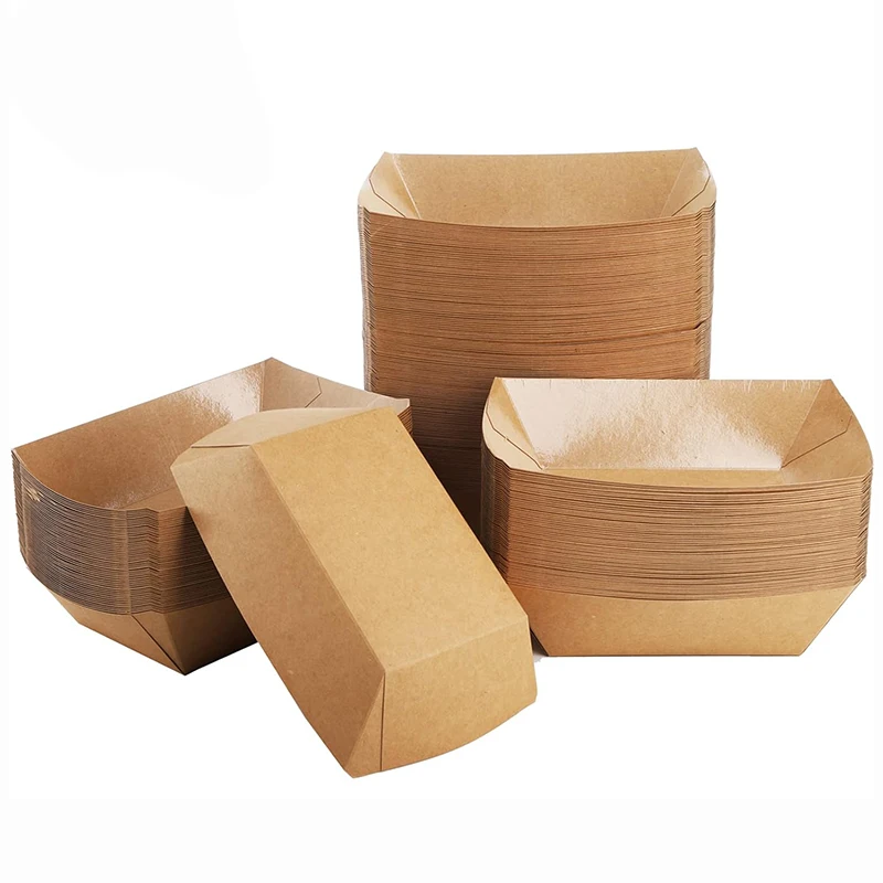

50 шт. бумажные лодки для еды, картонная сервировочная корзина, контейнер для пищевых закусок для вечеринки, кемпинга на вынос, инструмент для выпечки на кухне