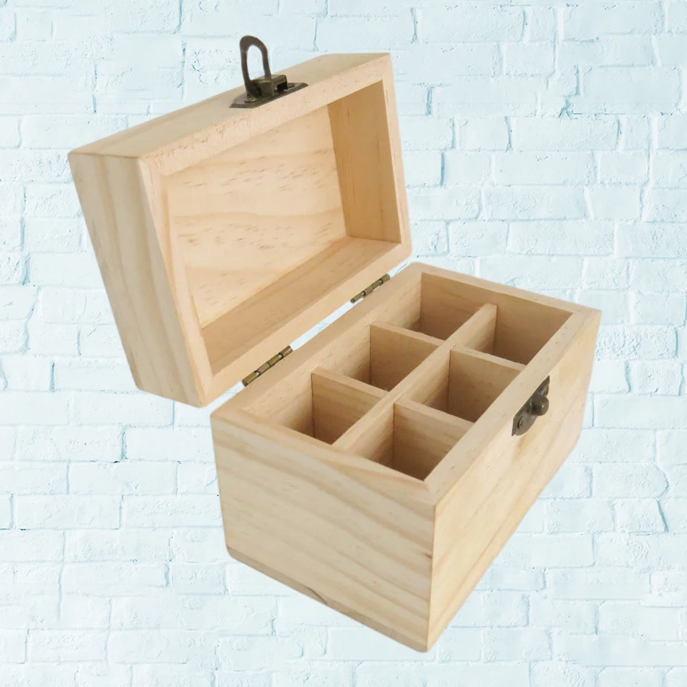 Elegant 6 Grids Essential Oil Organizer Wooden Storage Box for Desk Room Skincare Perfume Bottle Holder Bamboo Rack