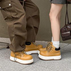 Original Design Hight Quality Outdoor Leather Boots For Men Women Couple Height Increasing Shoes Black Hombre Casual #Q20230575