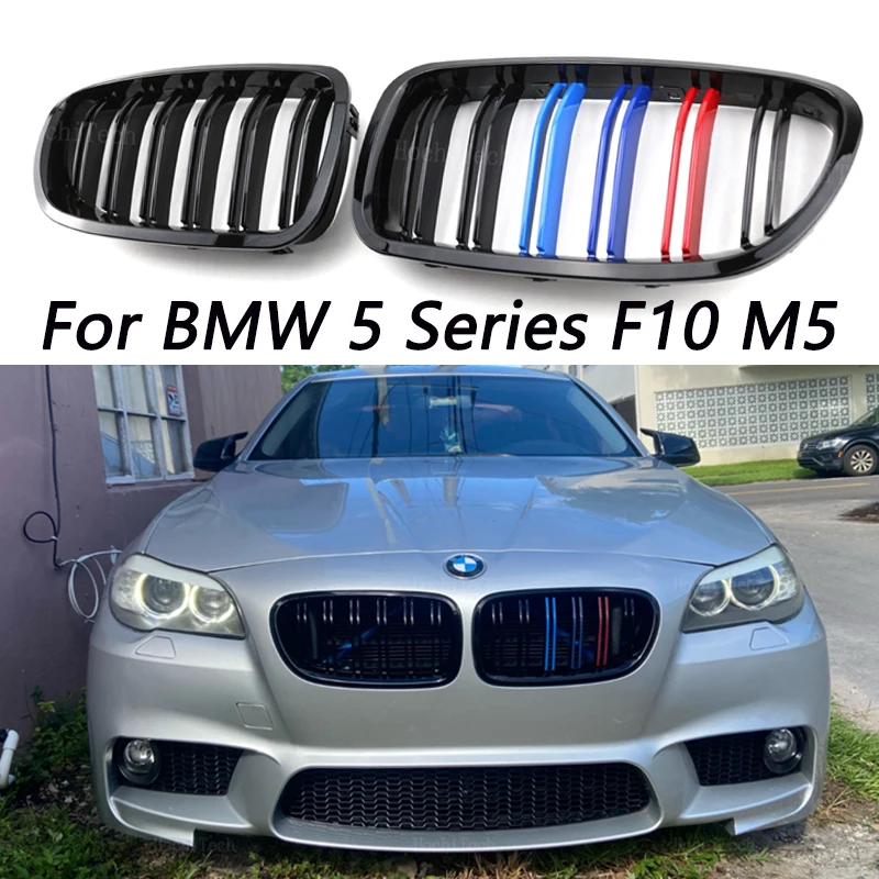 Gloss Black For BMW 5 Series F10 F11 F18 M5 Front Bumper Grills Double 2010-2016 Wide Kidney Grille 520d 530d 540i 528i 535i