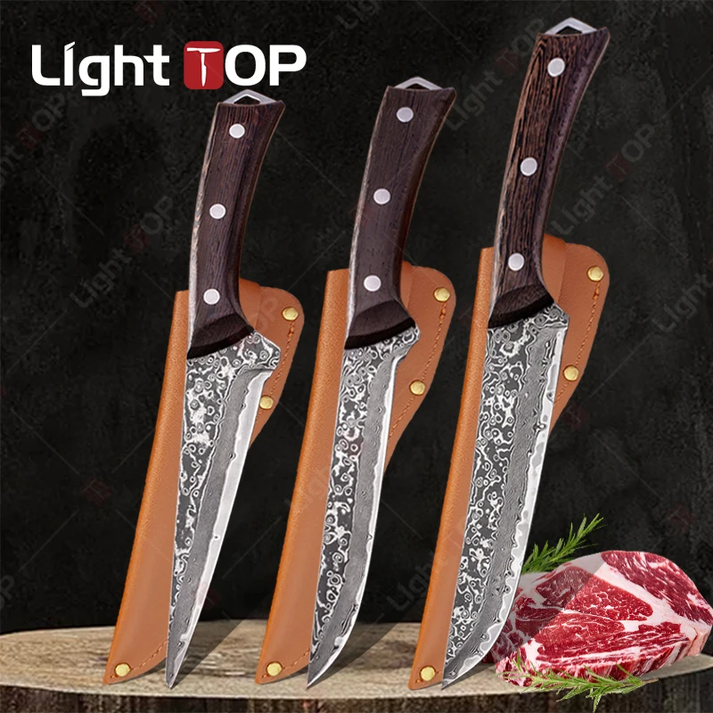 

Hammered Butcher's Boning Knife Extremely Sharp Kitchen Knife Set Damascus Split Chopper Multifunctional Fruit Paring Knives