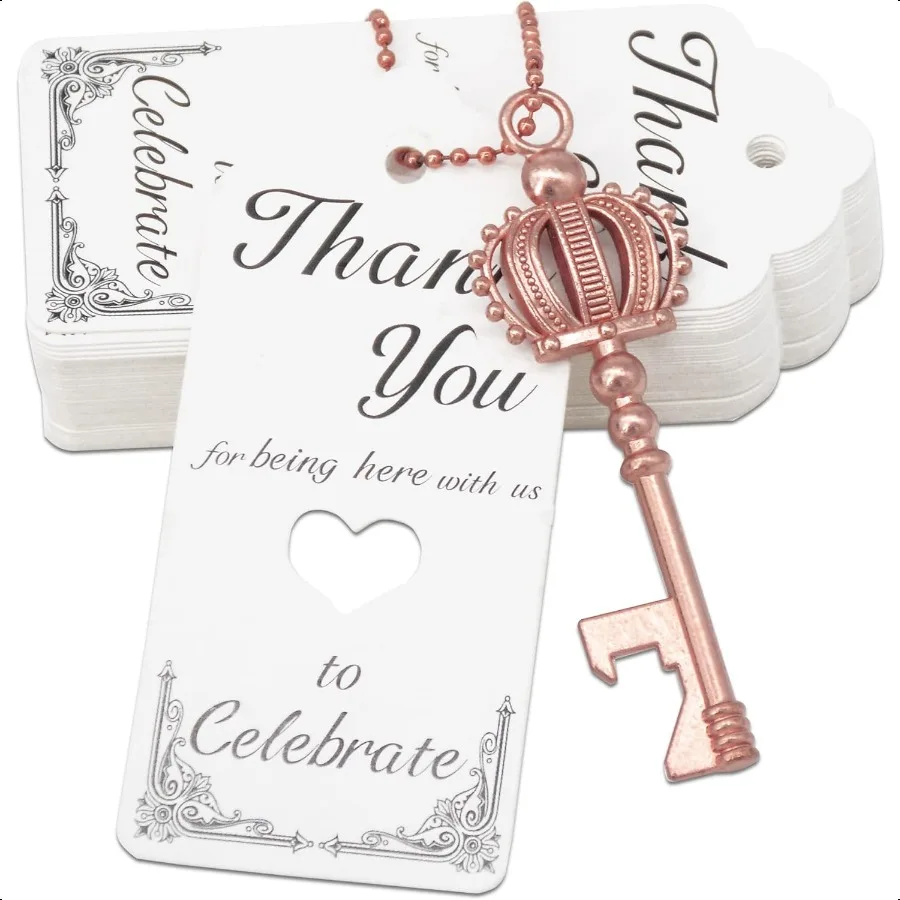 

100 Pcs Key Bottle Opener Wedding Party Favors Crown Skeleton Keys for Birthday Anniversary Party Souvenir Gifts for Guests wit