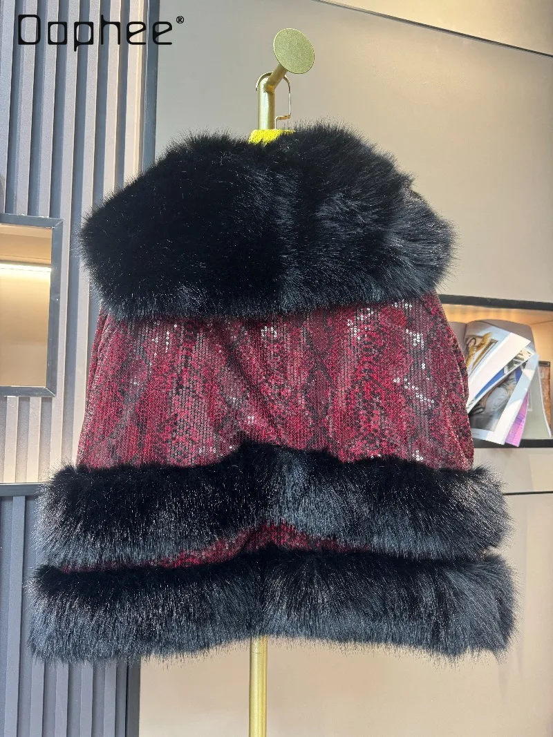 

European Style Mink Fur Heavy Craft Shiny Sequin Large Lapel Fashion Eco-Friendly Fur Coat Versatile Trendy Thickened Faux Fur