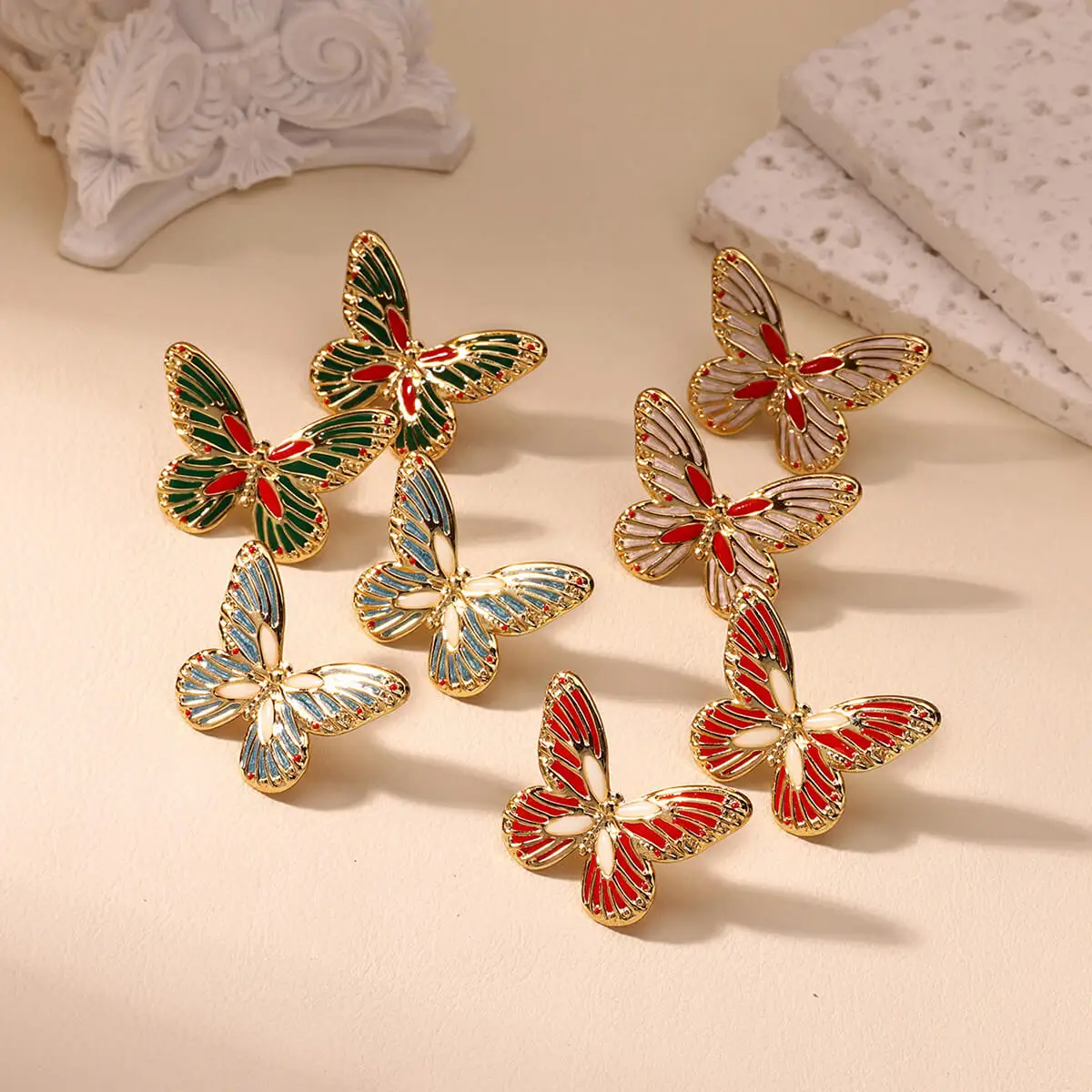 

Colored Enamel Butterfly Earrings For Women Gold Plated Stainless Steel Butterfly Earring Waterproof Non-fading Jewelry Gift