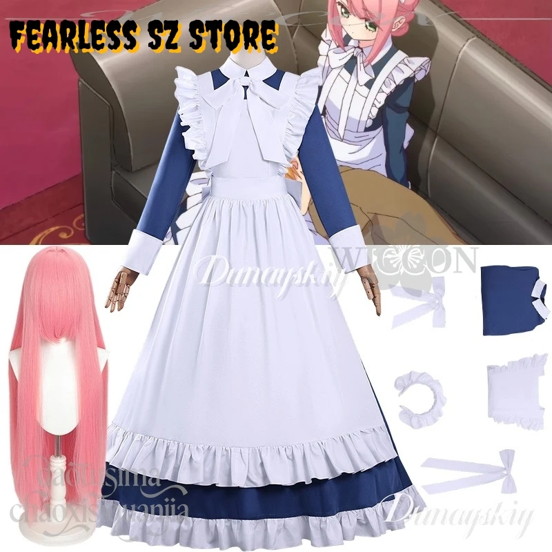 

New Anime Cosplay Marie Mechanical Marie Kikaijikake Costume No Marie Kawaii Long Maid Dress Bow Blue White Lolita Halloween