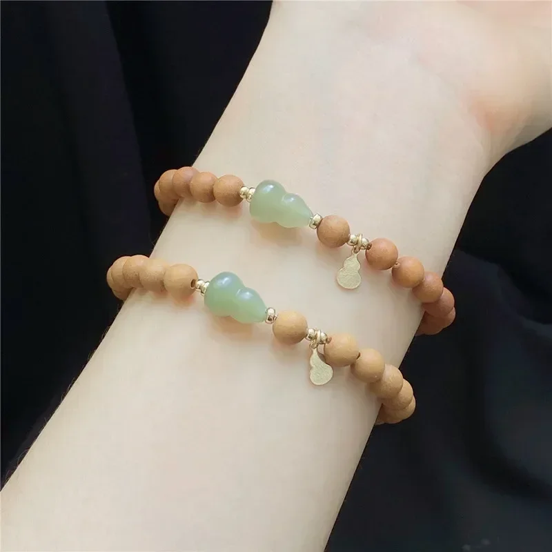 free shipping Sandalwood bracelet calabash character hetian Jade hand string women literary girl blessing wholesale wolf jewelry