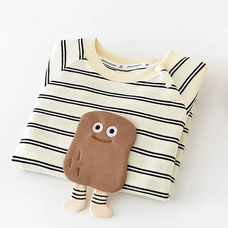 Autumn Baby Boy Clothes Casual Striped Girls Jumpsuit Long Sleeve Infant Romper Cartoon Toddler Outfit Korean One-Piece Onesie