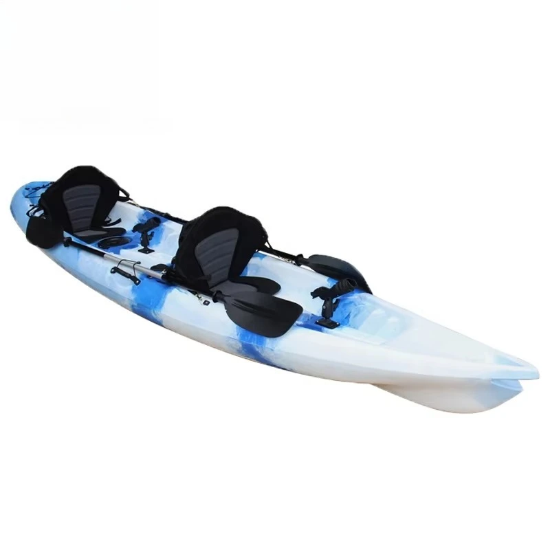 حماية من الأشعة فوق البنفسجية لشخصين، قارب كاياك بلاستيكي مصبوب من Rotomolded لشخصين بالغين مع مجاديف لصيد الأسماك في نهر البحيرة #4