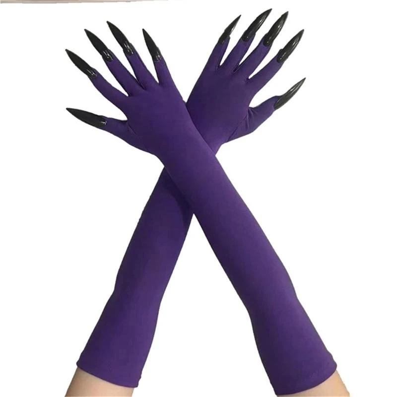 

652F 2pcs Gothicism Costume Gloves Make Up Clawed Gloves Versatiles Costume Gloves for Halloween Cosplay