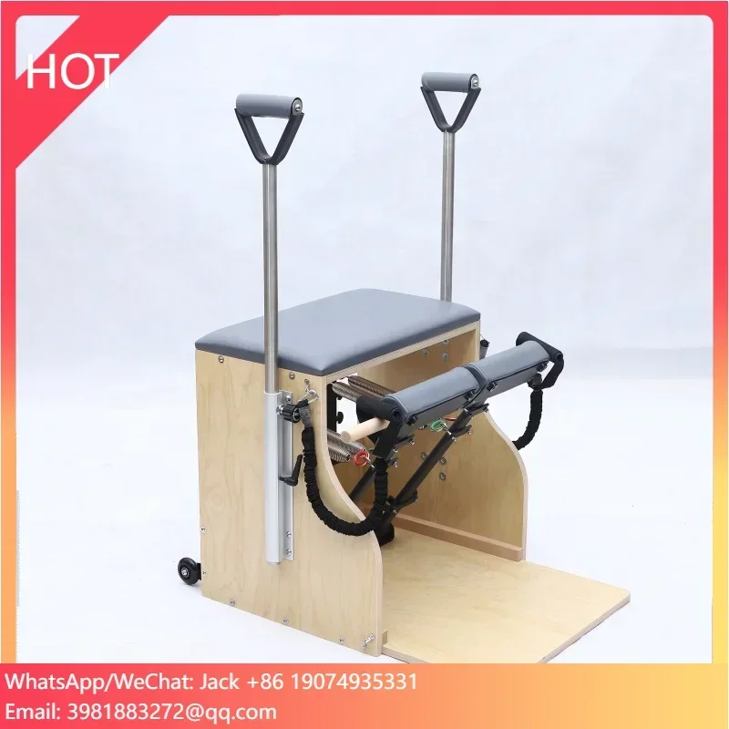 

America Yoga Studio Use Spring Steel Base Wunda Stability White Maple Wood Yoga Pilates Combo Chair for sale