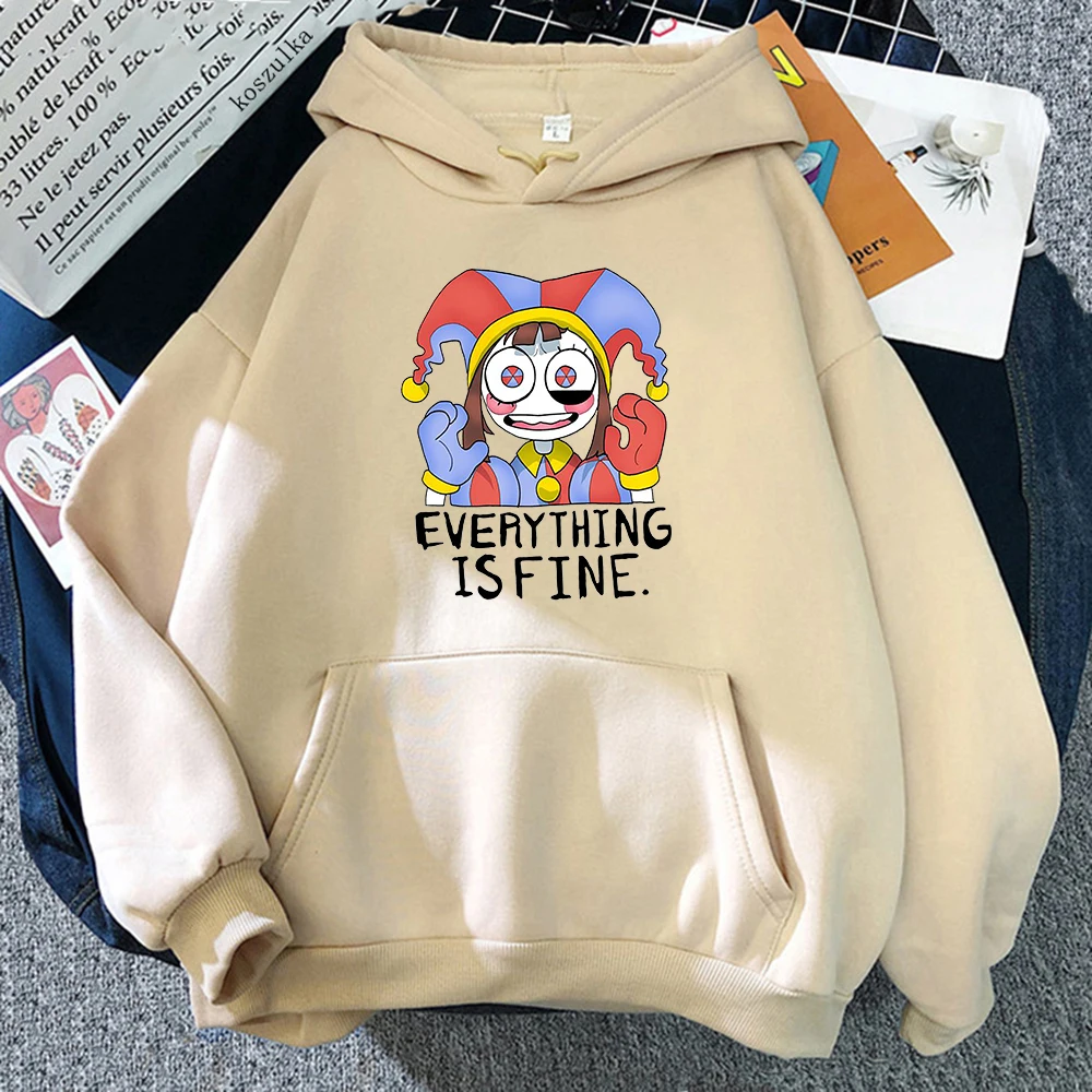 2024 Kawaii Pomni Everything Is Fine Hoodie Anime The Amazing Digital Circus Women/men Hoodies Unisex Sweatshirt Vintage Harajuk