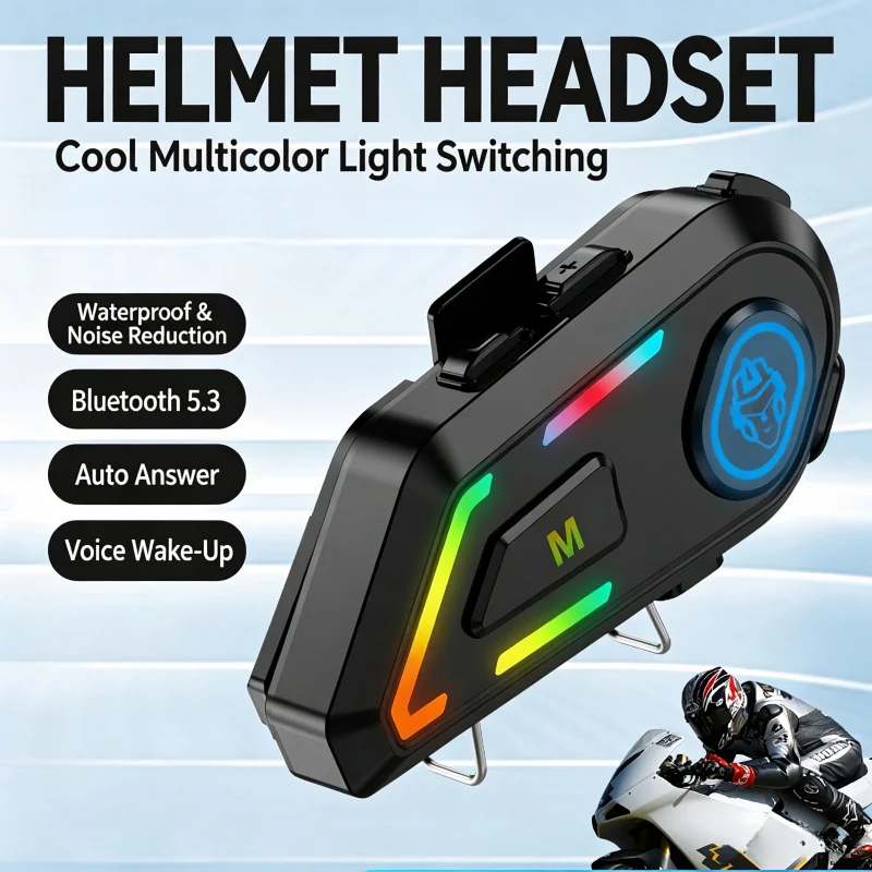 Motorcycle Helmet Bluetooth Headset Waterproof Hard Soft Mic Kit For Delivery Rider Hands‑Free Call Music Moto Riding Earphone