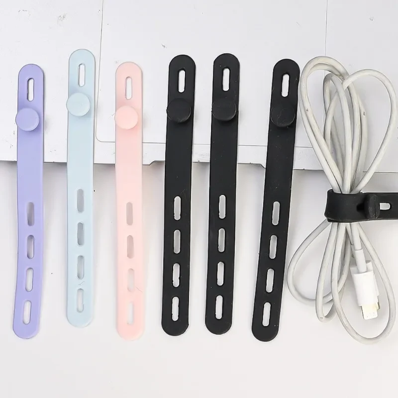 5Pcs/Set Cable Organizer Silicone Cable Ties Desk Winder Wire Organizer Management Clips for Earphone USB Cable Wire Mouse Home