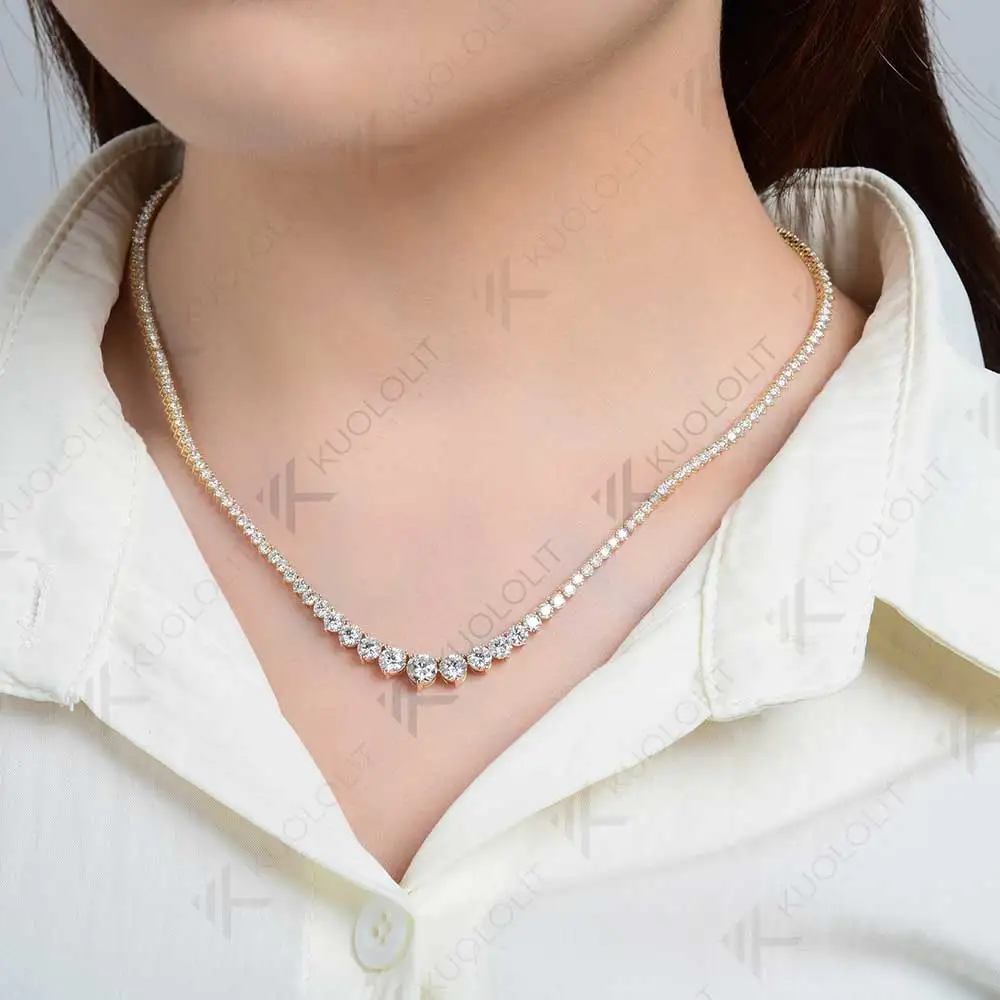 Collar de tenis graduado de 8 quilates para mujer, color D, VVS1, moissanita, pasa la prueba del diamante, plata de ley S925, chapado en oro de 14K y 18K, joyería fina, regalo de aniversario, compromiso, Navidad, para ella