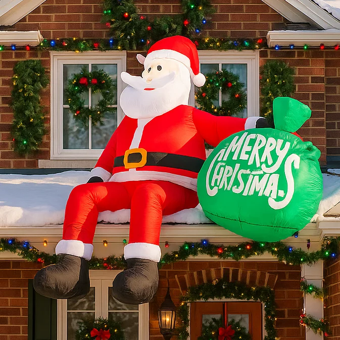 Papá Noel inflable de 2,4 M/7,8 pies con bolsa de regalo, luces LED, decoración del hogar, juguete, adorno de Navidad, suministros festivos, decoración al aire libre