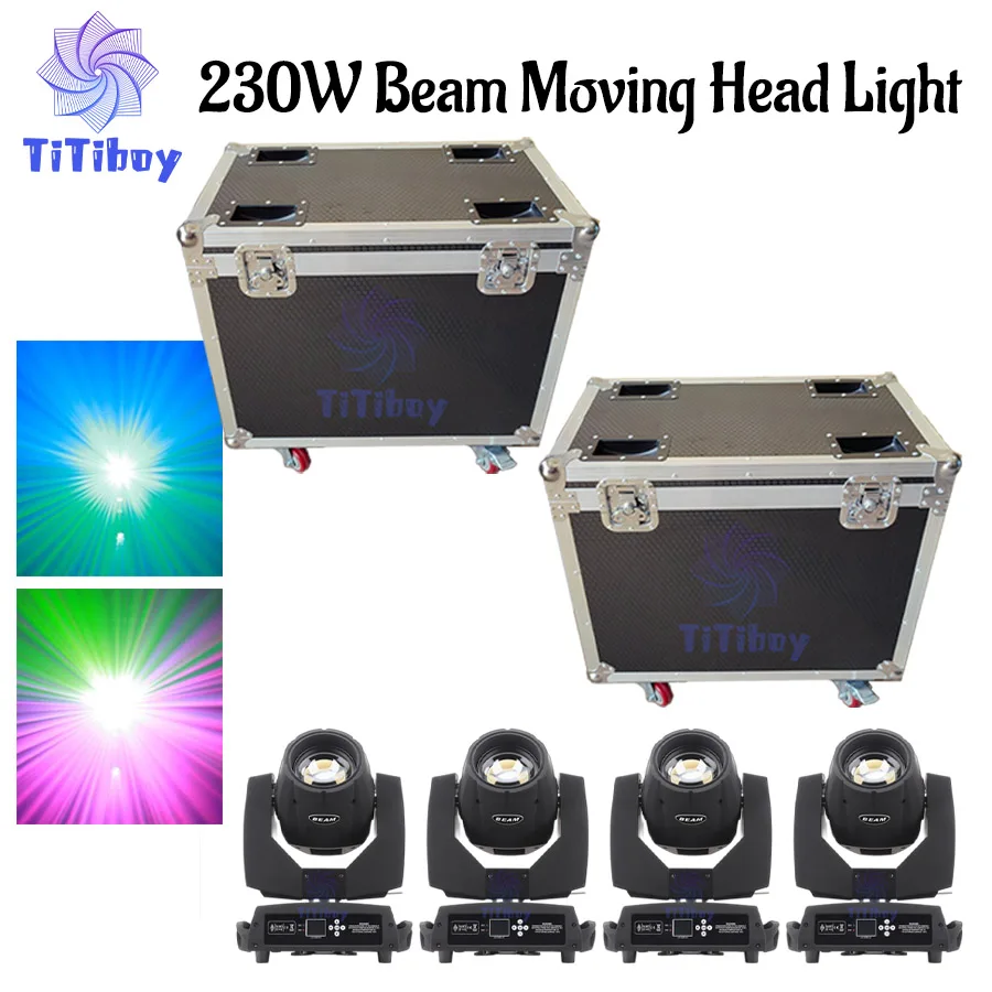 0 Tax 4Pcs New Upgrade Super 230W 7R Beam Moving Head Lighting With Flight Case For DJ Disco Wedding Night Club Stage Light