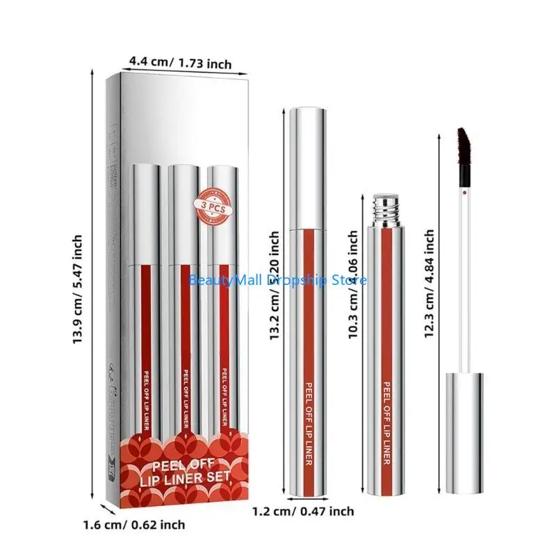 40JD 3 stks professionele afpellen lipvoering vlek matte afwerking waterdicht en vleugje goed voor precieze lipdefinitie