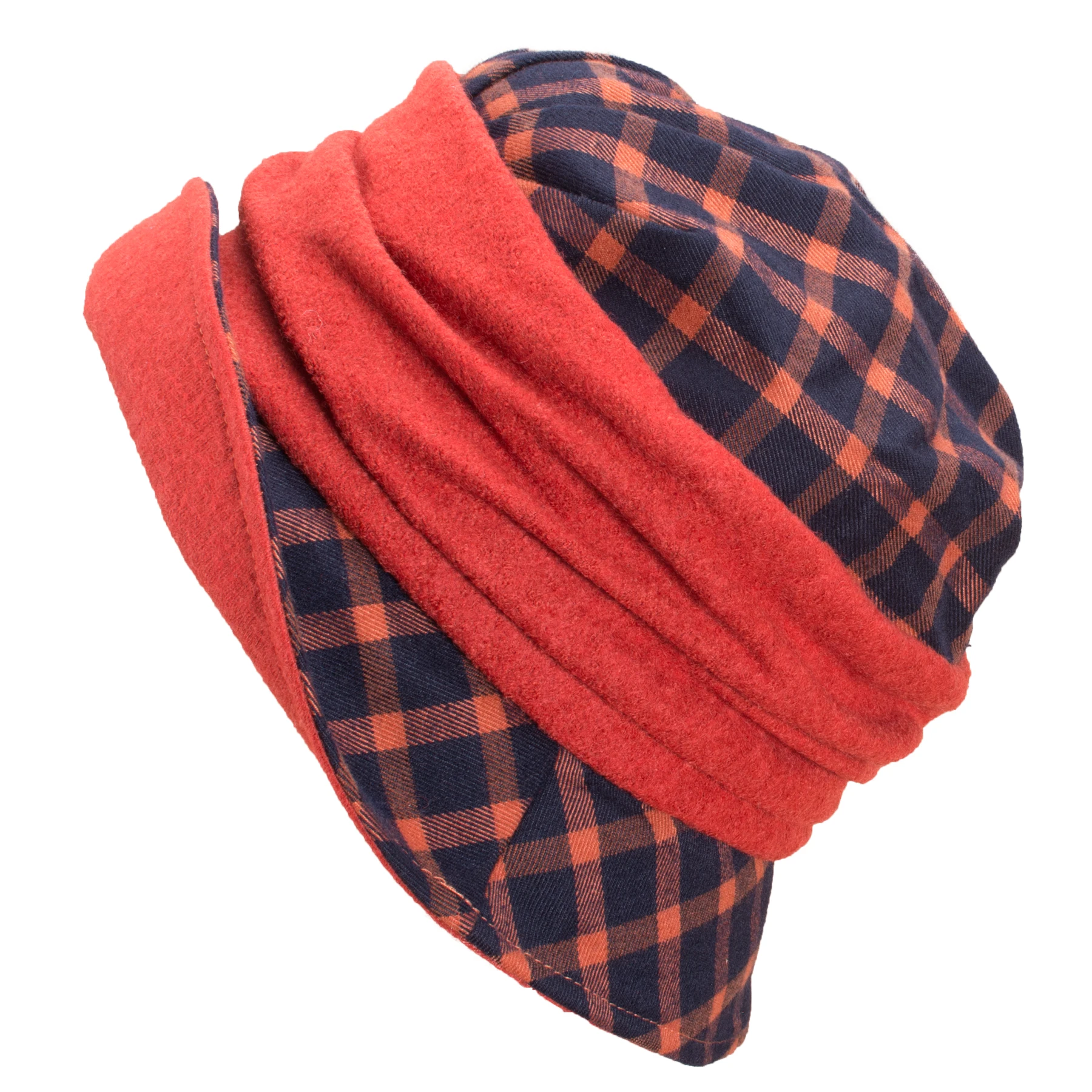 Womens 1920s flappers vintage style Tartan Plaid Wool Blend cloche Bucket Hats A501