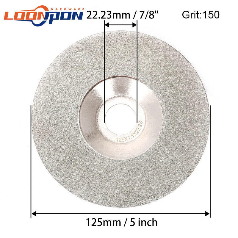 125mm disco de corte diamante galvanizado rebolo forma tigela discos para vidro cerâmica jade 46grit 150 grão 1pc