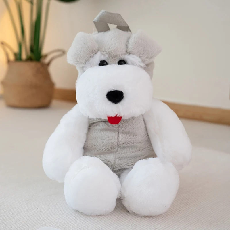 Schnauzer กระเป๋าเป้สะพายหลังสำหรับสุนัขน่ารักแฟชั่นตุ๊กตา plushie กระเป๋าขนสัตว์กระเป๋าเด็กกระเป๋าเป้สะพายหลังกระเป๋าสะพายไหล่ของขวัญสำหรับแฟนสาว