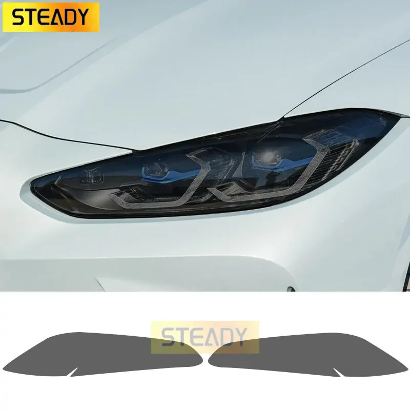 

2 Pcs M Performance Car Headlight Protective Film Front Light Transparent Smoked Black TPU Sticker For BMW M3 G80 G81 2021 2022