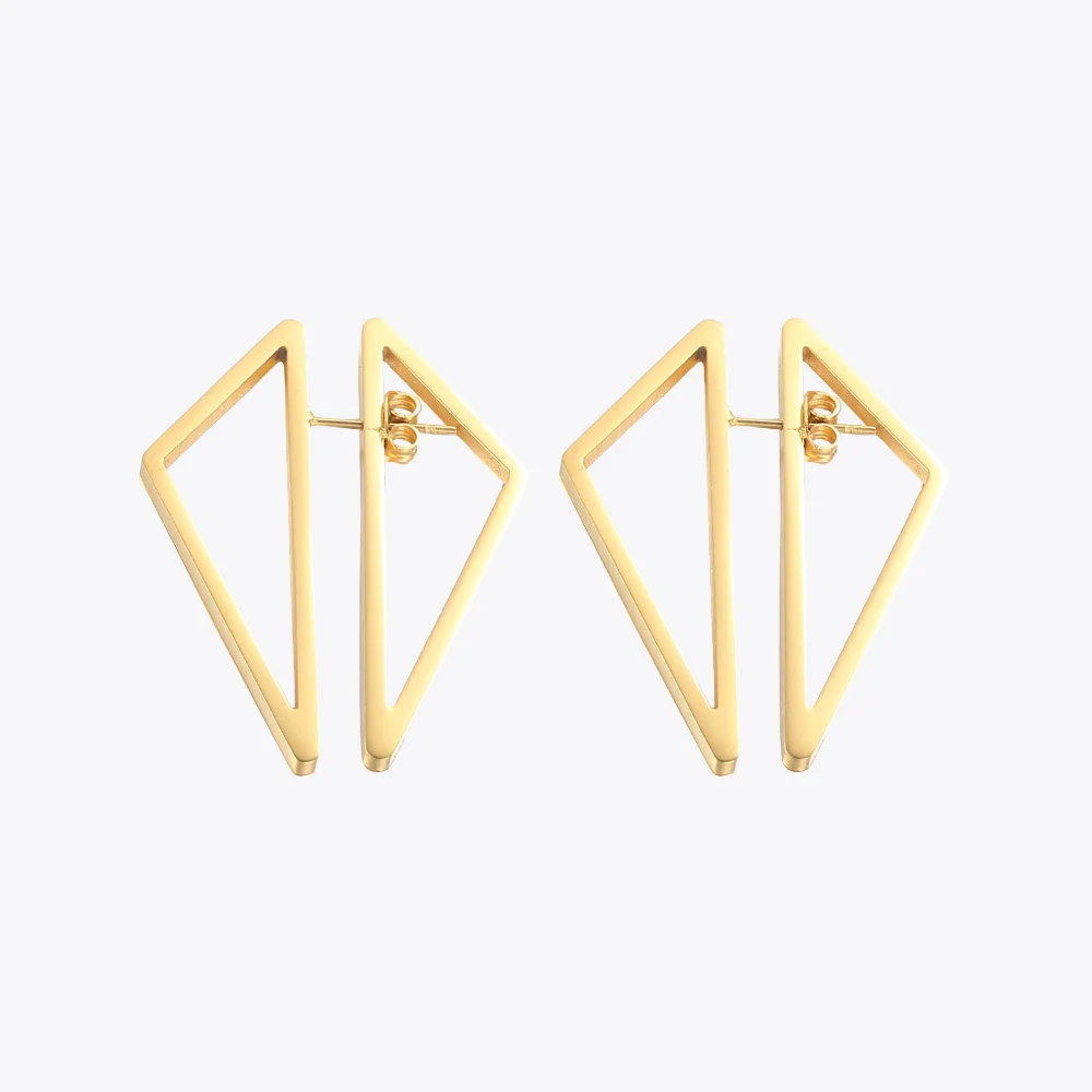 Enfashion Triangle Double Sided Earrings Stud Earring Gold color Earings Stainless Steel Earrings For Women Jewelry Brincos