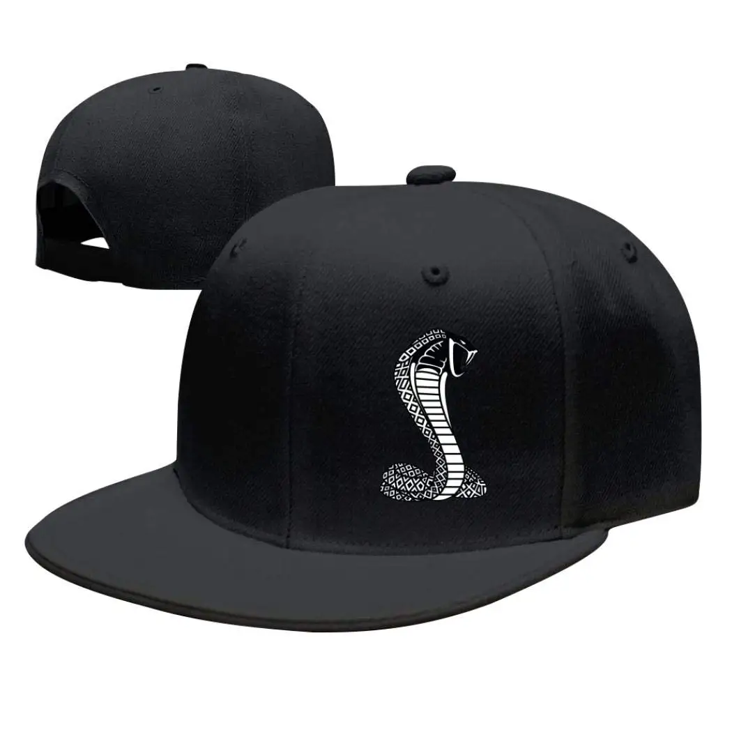 Black Mustang Cobra Unisex Snapback Adjustable Flat Bill Baseball Cap Hip Hop Hats Dad Hat